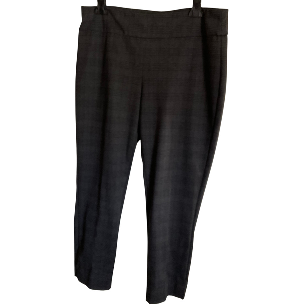 Zac & Rachel Women's Capri Pants XL Polyester Rayon Spandex‎ Plaid Gray Pull On